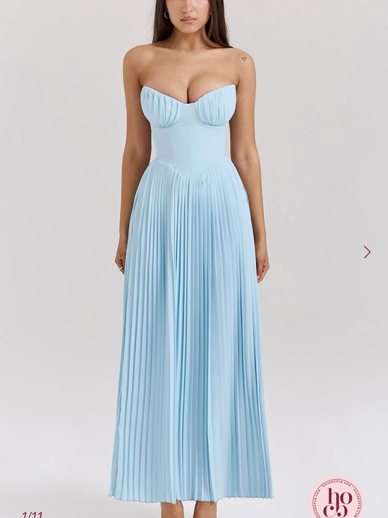 House of CB Dresses & Skirts - Strapless Light Blue Pleated Maxi Dress